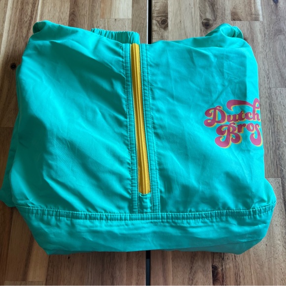 Dutch Bros Coffee Windbreaker Pullover Jacket Medium Green/Yellow - Picture 8 of 8